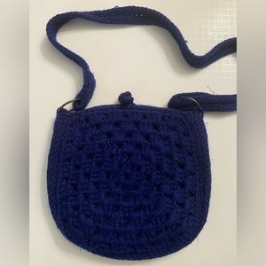 Hand Crochet boho festival Crossbody Bag Navy Blue